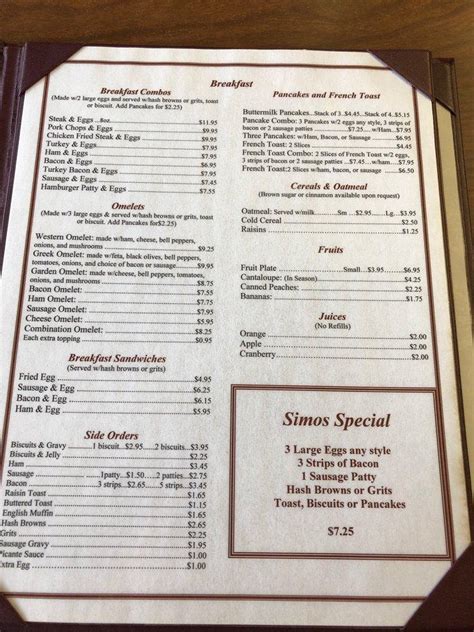 simos diner menu  106 $ Inexpensive Diners, Breakfast & Brunch, Greek